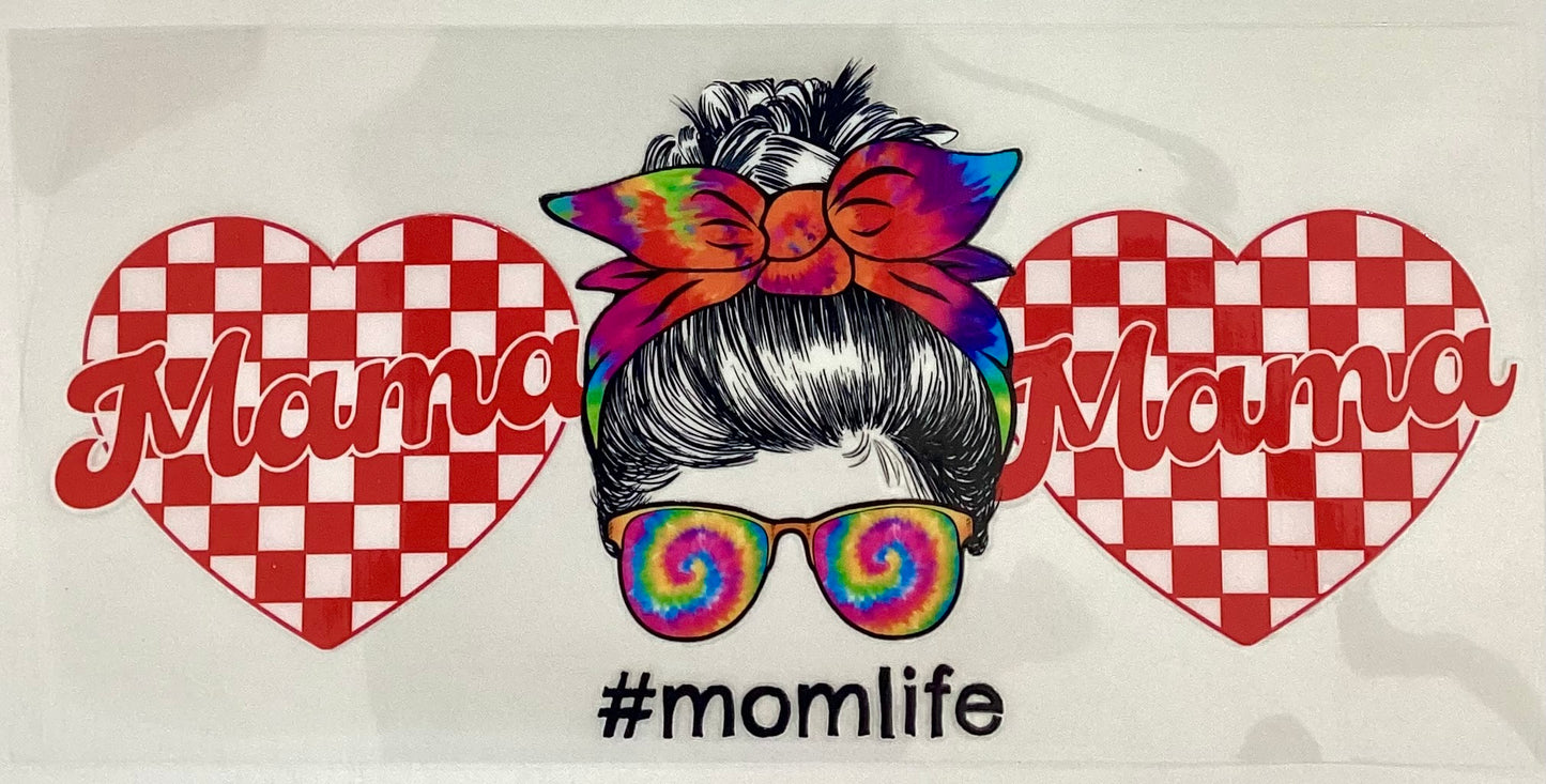 Red Checkered Heart Mom Life